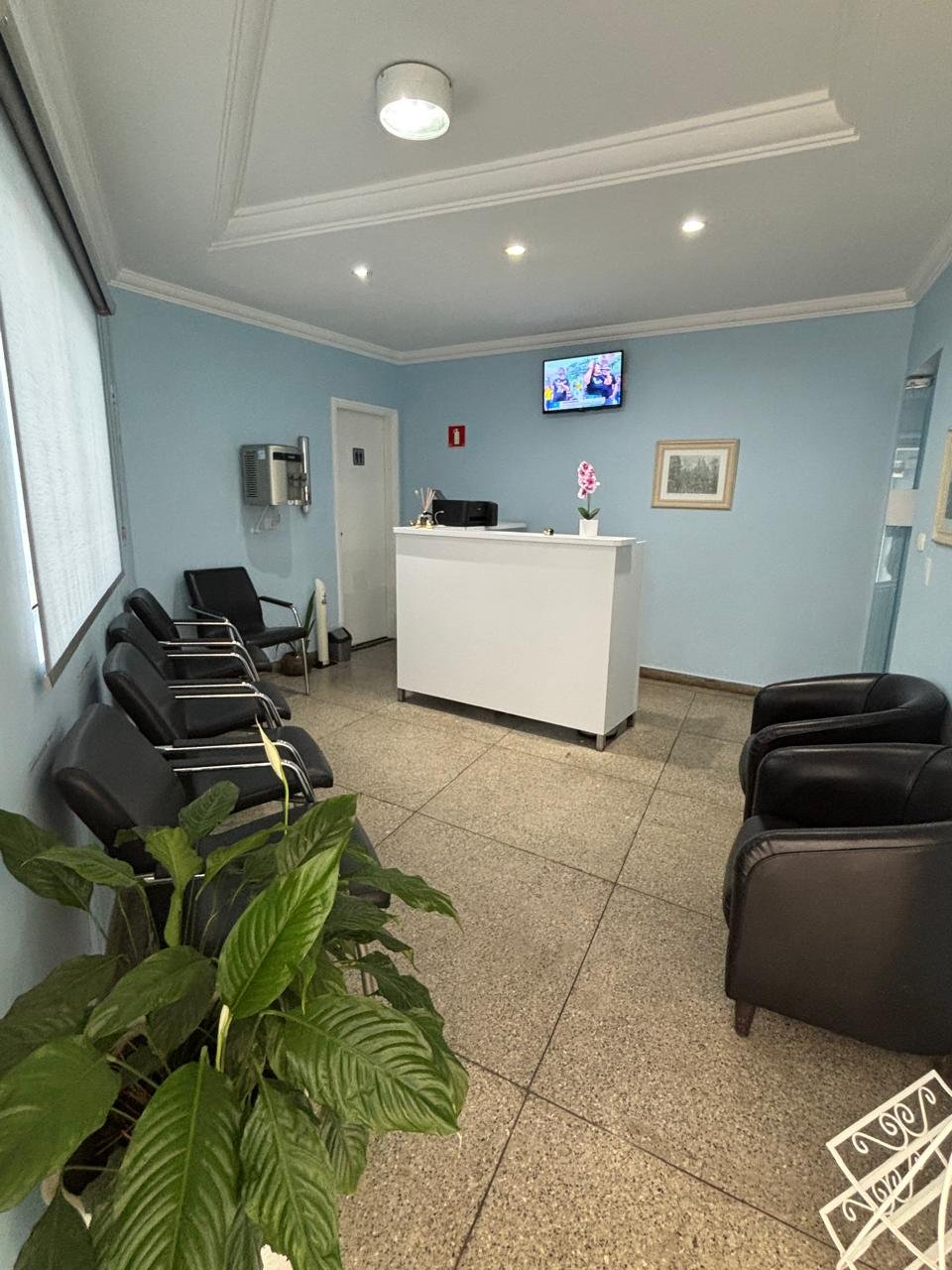 Recepção do consultório, em Piracicaba